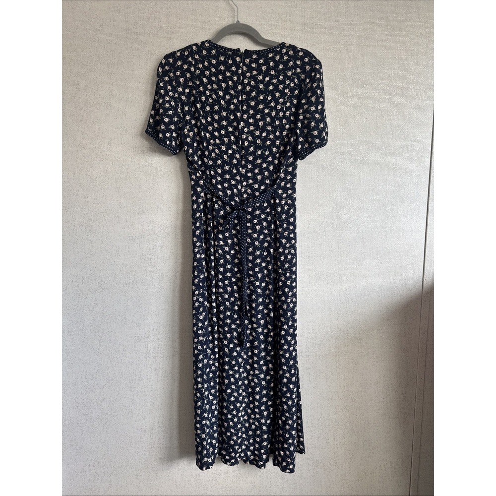 VTG Sara Campbell Dress Navy Blue Daisy Floral Maxi Cottagecore Medium Size 8 - Picture 4 of 7